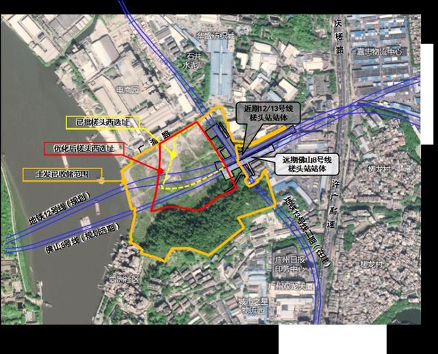 槎头站西地块选址位于白云区珠江西航道以东,东侧为规划的黄金围大道