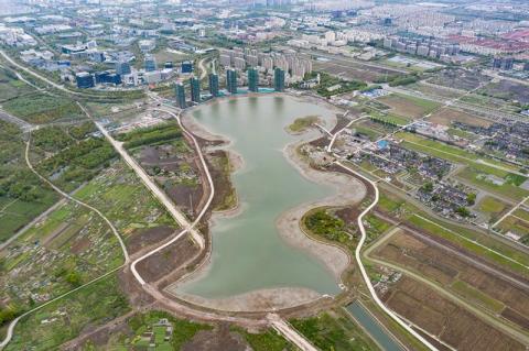 上海闵行紫竹半岛兰香湖主体结构完工浦江第一湾打造环湖风景线
