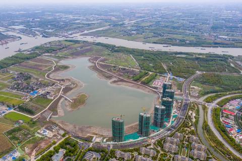 上海闵行紫竹半岛兰香湖主体结构完工浦江第一湾打造环湖风景线