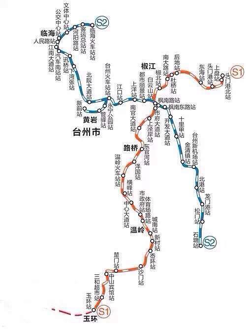台州轨道交通:规划10条线路,近期建设有s1线和s2线