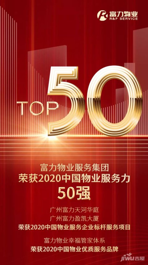 喜讯!富力物业荣膺2020中国物业服务力TOP50!