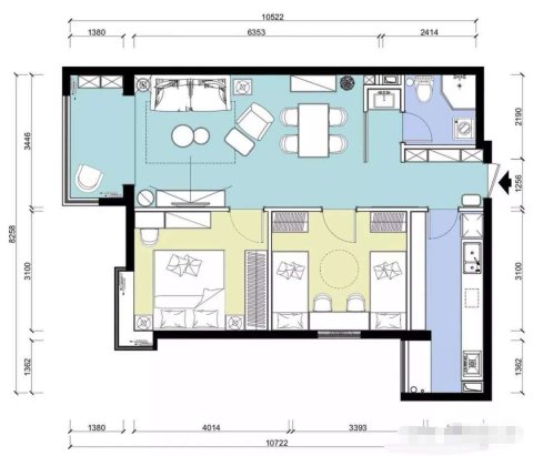 东莞装修：79平的小户型二居室，儿童房内这样布局，就像做了三房一样