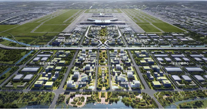南通城市格局和资源要素规划布局,新机场临空经济区鸟瞰图出炉