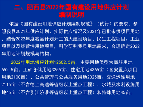 肥西县2022年用地供应计划12502